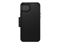 OtterBox Strada Series - Läppäkansi matkapuhelimelle - MagSafe-yhteensopiva - polykarbonaatti, metallinen salpa, aito nahka - shadow malleihin Apple iPhone 14 Plus 77-88560
