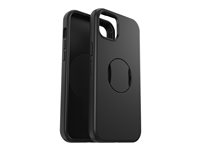 OtterBox OtterGrip Symmetry Series - Takakansi matkapuhelimelle - MagSafe-yhteensopiva - polykarbonaatti, synteettinen kumi - musta malleihin Apple iPhone 14 Plus, 15 Plus 77-93152