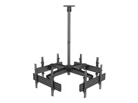 Multibrackets M Ceiling Mount Pro MBC4U - Asennuspakkaus (kattolevy, kattolevyn suojus, 4 rails, 8 tilt arms, 4 joining poles, 4 tukikiskoa, square connector, 4 joining plates, 4 laajennusputkea (80 cm)) malleihin 4 LCD-näyttöä - alumiini, teräs - musta -näytön koko: 40"-65" - kattoon asennettava 7350073733538