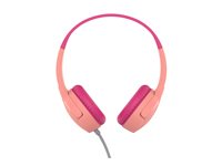 Belkin SoundForm Mini - Kuulokkeet mikrofonilla varustettu - korvien päällä - langallinen - 3,5 mm jakkiliitin - vaaleanpunainen AUD004BTPK
