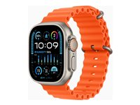 Apple Watch Ultra 2 - 49 mm - titanium - älykello kanssa Ocean-ranneke - fluoroelastomeeri - oranssi ranteen koko: 130-200 mm - 64 Gt - LTE, Wi-Fi, Bluetooth, UWB - 4G - 61.4 g MREH3KS/A