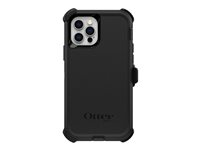 OtterBox Defender Series - Takakansi matkapuhelimelle - rosoinen - polykarbonaatti, synteettinen kumi - musta malleihin Apple iPhone 12, 12 Pro 77-65401