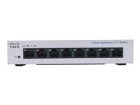 Cisco Business 110 Series 110-8PP-D - Kytkin - hallitsematon - 4 x 10/100/1000 (PoE) + 4 x 10/100/1000 - telineeseen asennettava, työpöytä, seinään asennettava - PoE (32 W) - tasavirta CBS110-8PP-D-EU