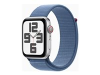 Apple Watch SE (GPS + Cellular) - 2. sukupolvi - 44 mm - hopea alumiini - älykello kanssa urheiluranneke - tekstiili - winter blue - 32 Gt - Wi-Fi, LTE, Bluetooth - 4G - 33 g MRHM3KS/A