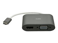 C2G USB C to HDMI & VGA Dual Monitor Adapter - 4K 30Hz - White - Näyttösovitin - 24 pin USB-C uros käännettävä to HDMI, 15 pin D-Sub (DB-15) naaras - valkoinen - 4K-tuki C2G29831