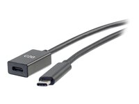 C2G 3ft USB-C to C 3.1 (Gen 1) Male to Female Extension Cable (5Gbps) - USB extension cable - 24 pin USB-C (uros) to 24 pin USB-C (naaras) - USB 3.1 Gen 1 / Thunderbolt 3 - 3 A - 90 cm - valettu - musta 88656