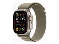 Apple Watch Ultra 2 - 49 mm - titanium - älykello kanssa Alpine-ranneke - tekstiili - oliivi pannan koko: L - 64 Gt - Wi-Fi, LTE, UWB, Bluetooth - 4G - 61.4 g MRF03KS/A