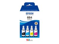 Epson EcoTank 664 - 4 pakettia - musta, keltainen, sinivihreä, magenta - alkuperäinen - täytemuste malleihin Epson L380, L395, L495; EcoTank ET-2650, L1455, L656; EcoTank ITS L3050, L3060, L3070 C13T664640