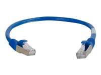 C2G Cat6a Booted Shielded (STP) Network Patch Cable - Kytkentäkaapeli - RJ-45 (uros) to RJ-45 (uros) - 30 cm - STP - CAT 6a - valettu, piikitön, säikeinen - sininen 89926