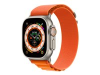 Apple Watch Ultra - 49 mm - titanium - älykello kanssa Alpine-ranneke - tekstiili - oranssi pannan koko: M - 32 Gt - Wi-Fi, LTE, UWB, Bluetooth - 4G - 61.3 g MQFL3KS/A