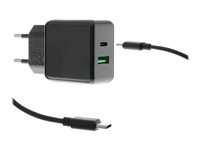 Insmat TRIDON Series Dual USB Travel Charger - Verkkosovitin - 20 watti(a) - 3 A (24 pin USB-C) - musta 530-9340