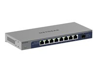 NETGEAR GS108X - Kytkin - hallitsematon - 8 x 10/100/1000 + 1 x 10Gb Ethernet SFP+ (uplink) - työpöytä, seinään asennettava GS108X-100EUS