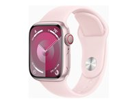 Apple Watch Series 9 (GPS + Cellular) - 41 mm - pinkki alumiini - älykello kanssa urheiluranneke - fluoroelastomeeri - vaalea pinkki pannan koko: S/M - 64 Gt - Wi-Fi, Bluetooth, UWB, LTE - 4G - 32.1 g MRHY3KS/A