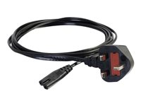 C2G Non-Polarised Power Cord - Virtajohto - power IEC 60320 C7 to BS 1363 (uros) - vaihtovirta 250 V - 3 m - valettu - musta - Yhdistynyt kuningaskunta 80613