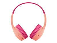 Belkin SoundForm Mini - Kuulokkeet mikrofonilla varustettu - korvien päällä - langallinen - 3,5 mm jakkiliitin - vaaleanpunainen AUD004BTPK