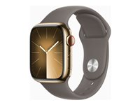Apple Watch Series 9 (GPS + Cellular) - 41 mm - kulta ruostumaton teräs - älykello kanssa urheiluranneke - fluoroelastomeeri - savi pannan koko: S/M - 64 Gt - Wi-Fi, Bluetooth, UWB, LTE - 4G - 42.3 g MRJ53KS/A