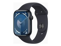 Apple Watch Series 9 (GPS) - 45 mm - alumiini keskiyö - älykello kanssa urheiluranneke - fluoroelastomeeri - keskiyö pannan koko: M/L - 64 Gt - Wi-Fi, UWB, Bluetooth - 38.7 g MR9A3KS/A