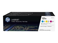 HP 131A - 3 pakettia - keltainen, sinivihreä, magenta - alkuperäinen - LaserJet - väriainekasetti (U0SL1AM) malleihin LaserJet Pro 200 M251n, 200 M251nw, 200 M276nw, MFP M276n, MFP M276nw U0SL1AM