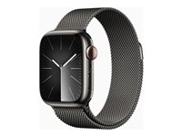 Apple Watch Series 9 (GPS + Cellular) - 41 mm - grafiitinvärinen ruostumaton teräs - älykello kanssa milanese loop - 64 Gt - Wi-Fi, Bluetooth, UWB, LTE - 4G - 42.3 g MRJA3KS/A