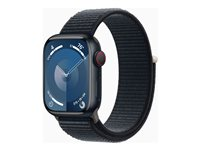 Apple Watch Series 9 (GPS + Cellular) - 41 mm - alumiini keskiyö - älykello kanssa urheiluranneke - pehmeä kaksikerroksinen nailon - keskiyö - 64 Gt - Wi-Fi, LTE, UWB, Bluetooth - 4G - 32.1 g MRHU3KS/A