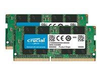 Crucial - DDR4 - pakkaus - 64 Gt: 2 x 32 Gt - SO-DIMM 260-pin - 3200 MHz / PC4-25600 - CL22 - 1.2 V - puskuroimaton - non-ECC CT2K32G4SFD832A