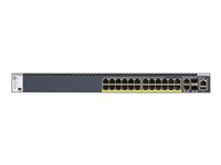 NETGEAR M4300-28G-PoE+ - Kytkin - L3 - Hallinnoitu - 2 x 10/100/1000/10000 + 2 x 10 Gigabit SFP+ + 24 x 10/100/1000 (PoE+) - ilmavirtaus edestä taaksepäin - telineeseen asennettava - PoE+ (720 W) GSM4328PB-100NES