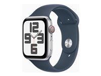 Apple Watch SE (GPS + Cellular) - 2. sukupolvi - 44 mm - hopea - älykello kanssa urheiluranneke - fluoroelastomeeri - myrskynsininen pannan koko: S/M - 32 Gt - Wi-Fi, LTE, Bluetooth - 4G - 33 g MRHF3KS/A