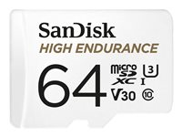 SanDisk High Endurance - Flash-muistikortti (microSDXC to SD -adapteri sisältyvä) - 64 Gt - Video Class V30 / UHS-I U3 / Class10 - microSDXC UHS-I SDSQQNR-064G-GN6IA