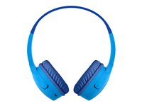 Belkin SoundForm Mini - Kuulokkeet mikrofonilla varustettu - korvien päällä - Bluetooth - langaton - 3,5 mm jakkiliitin - sininen AUD002BTBL