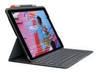 Logitech Slim Folio - Näppäimistö- ja kalvokotelo - langaton - Bluetooth LE - QWERTZ - Saksa - oxfordinharmaa malleihin Apple 10.9-inch iPad Wi-Fi 920-011423