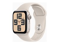 Apple Watch SE (GPS) - 2. sukupolvi - 40 mm - star white - älykello kanssa urheiluranneke - fluoroelastomeeri - star white pannan koko: M/L - 32 Gt - Wi-Fi, Bluetooth - 26.4 g MR9V3KS/A