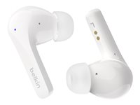 Belkin SoundForm Motion - Aidosti langattomat kuulokkeet mikrofonilla varustettu - korvansisäiset - Bluetooth - aktiivinen melunpoisto - melua vaimentava - valkoinen AUC010BTWH