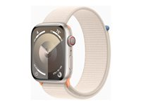 Apple Watch Series 9 (GPS + Cellular) - 45 mm - alumiini tähtitaivas - älykello kanssa urheiluranneke - pehmeä kaksikerroksinen nailon - tähtivalo - 64 Gt - Wi-Fi, Bluetooth, UWB, LTE - 4G - 39 g MRMA3KS/A