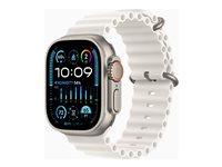 Apple Watch Ultra 2 - 49 mm - titanium - älykello kanssa Ocean-ranneke - fluoroelastomeeri - valkoinen ranteen koko: 130-200 mm - 64 Gt - LTE, Wi-Fi, Bluetooth, UWB - 4G - 61.4 g MREJ3KS/A