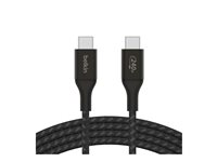 Belkin BOOST CHARGE - USB-kaapeli - 24 pin USB-C (uros) to 24 pin USB-C (uros) - USB 2.0 - 2 m - virransyötön tuki jopa 240 W:n tehoon asti - musta CAB015BT2MBK