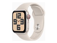 Apple Watch SE (GPS + Cellular) - 2. sukupolvi - 40 mm - star white - älykello kanssa urheiluranneke - fluoroelastomeeri - star white pannan koko: S/M - 32 Gt - Wi-Fi, LTE, Bluetooth - 4G - 27.8 g MRFX3KS/A