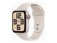 Apple Watch SE (GPS + Cellular) - 2. sukupolvi - 40 mm - tähtivalkoinen - älykello kanssa urheiluranneke - fluoroelastomeeri - tähtivalkoinen pannan koko: S/M - 32 Gt - Wi-Fi, Bluetooth, LTE - 4G - 27.8 g MRFX3KS/A
