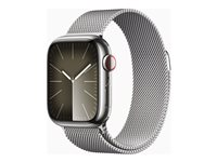 Apple Watch Series 9 (GPS + Cellular) - 41 mm - hopea ruostumaton teräs - älykello kanssa milanese loop - 64 Gt - Wi-Fi, LTE, UWB, Bluetooth - 4G - 42.3 g MRJ43KS/A