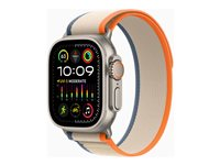 Apple Watch Ultra 2 - 49 mm - titanium - älykello kanssa Trail-ranneke - nailonkudos - oranssi/beige pannan koko: M/L - 64 Gt - LTE, Wi-Fi, Bluetooth, UWB - 4G - 61.4 g MRF23KS/A