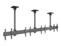 Multibrackets M Pro Series - Asennuskomponentti (kisko, 8 fixed arms, 3 kattolevyä, 3 pylvästä) - yhdelle puolelle malleihin 4 litteää paneelia - alumiini, teräs - musta -näytön koko: 32"-50" -kiinnitysliitäntä: enintään 300 x 300 mm - kattoon asennettava 7350105216466