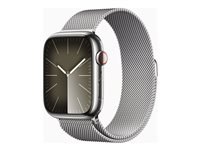 Apple Watch Series 9 (GPS + Cellular) - 45 mm - hopea ruostumaton teräs - älykello kanssa milanese loop - 64 Gt - Wi-Fi, Bluetooth, UWB, LTE - 4G - 51.5 g MRMQ3KS/A
