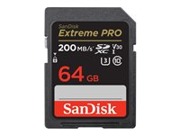 SanDisk Extreme Pro - Flash-muistikortti - 64 Gt - Video Class V30 / UHS-I U3 / Class10 - SDXC UHS-I SDSDXXU-064G-GN4IN