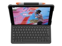 Logitech Slim Folio - Näppäimistö- ja kalvokotelo - Bluetooth - pohjoismainen - grafiitti malleihin Apple 10.2-inch iPad (7. sukupolvi, 8. sukupolvi, 9. sukupolvi) 920-009479