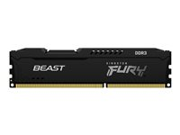 Kingston FURY Beast - DDR3 - moduuli - 4 Gt - DIMM 240-nastainen - 1600 MHz / PC3-12800 - CL10 - 1.5 V - puskuroimaton - non-ECC - musta KF316C10BB/4