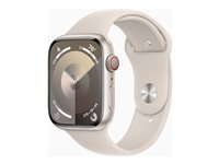 Apple Watch Series 9 (GPS + Cellular) - 45 mm - alumiini tähtitaivas - älykello kanssa urheiluranneke - fluoroelastomeeri - tähtivalo pannan koko: S/M - 64 Gt - Wi-Fi, Bluetooth, UWB, LTE - 4G - 39 g MRM83KS/A