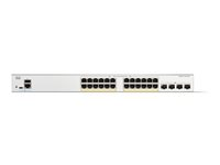 Cisco Catalyst 1300-24P-4X - Kytkin - L3 - Hallinnoitu - 24 x 10/100/1000 (PoE+) + 4 x 10 Gigabit SFP+ - telineeseen asennettava - PoE+ (195 W) C1300-24P-4X