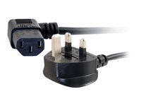 C2G Universal Power Cord - Virtajohto - BS 1363 (uros) to power IEC 60320 C13 - 2 m - 90° liitin, valettu - musta 88520