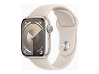 Apple Watch Series 9 (GPS) - 41 mm - alumiini tähtitaivas - älykello kanssa urheiluranneke - fluoroelastomeeri - tähtivalo pannan koko: M/L - 64 Gt - Wi-Fi, Bluetooth, UWB - 31.9 g MR8U3KS/A