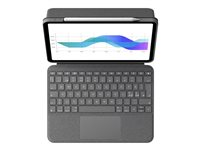 Logitech Folio Touch - Näppäimistö- ja kalvokotelo - sekä kosketuslevy - taustavalaisu - Apple Smart connector - QWERTY - pohjoismainen - oxfordinharmaa malleihin Apple 10.9-inch iPad Air (4. sukupolvi, 5th generation) 920-009966