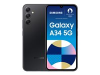 Samsung Galaxy A34 5G - 5G älypuhelin - Kaksois-SIM - RAM 8 Gt / sisäinen muisti 256 Gt - microSD slot - OLED-näyttö - 6.6" - 2340 x 1080 pikseliä (120 Hz) - 3 takakameraa 48 MP, 8 MP, 5 MP - front camera 13 MP - awesome graphite SM-A346BZKEEUB